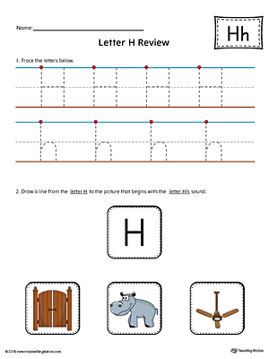 Use the Letter H Review in Color worksheet to help your student practice tracing and the beginning sound of the letter H.