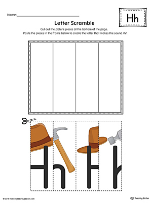 Use the Letter H Scramble in Color printable worksheet to aid your student in recognizing the letter H and it