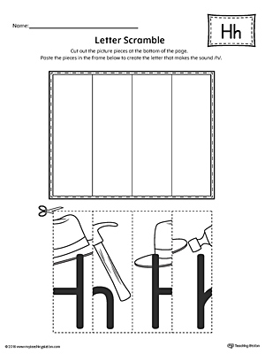 Use the Letter H Scramble printable worksheet to aid your student in recognizing the letter H and it