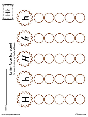 Letter H Activity Race Game for Preschool in Color