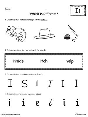 Letter I Which is Different Worksheet