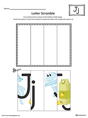 Letter J Scramble Worksheet (Color)