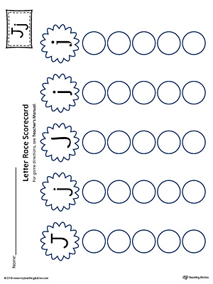 Letter J Activity Race Game for Preschool in Color