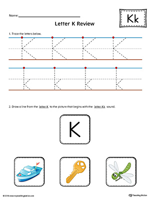 Letter K Review Worksheet (Color)