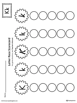 Letter K Activity Race Game for Kindergarten