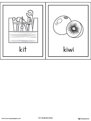 Letter K Words and Pictures Printable Cards: Kit, Kiwi ...