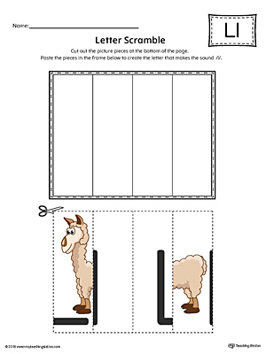 Letter L Scramble Worksheet (Color)