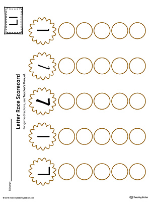 Letter L Activity Race Game for Preschool in Color