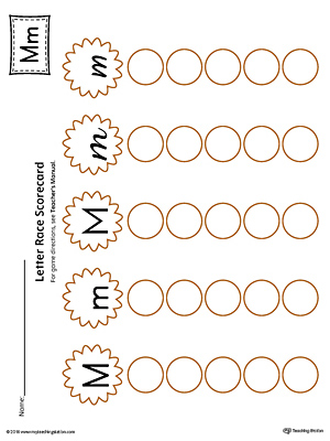 Letter M Activity Race Game for Preschool in Color