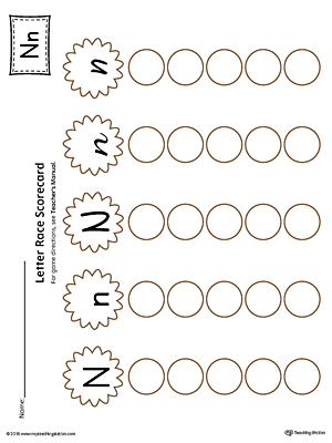 Letter N Activity Race Game for Preschool in Color