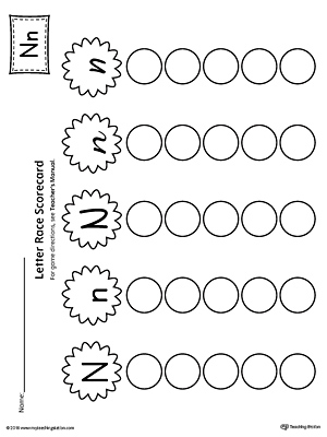 Letter N Activity Race Game for Kindergarten