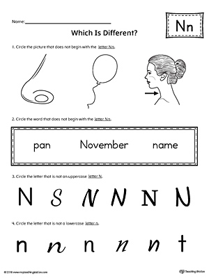 Letter N Which is Different Worksheet