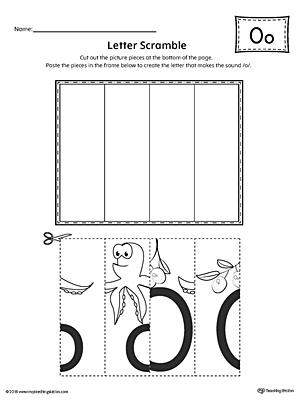 Use the Letter O Scramble printable worksheet to aid your student in recognizing the letter O and it