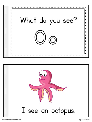 short letter o words printable mini book color