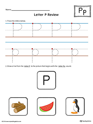 Letter P Review Worksheet (Color)