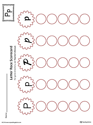 Letter P Activity Race Game for Preschool in Color