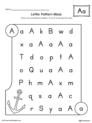 Letter A Pattern Maze Worksheet