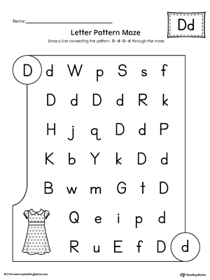 Letter D Pattern Maze Worksheet