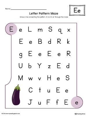 Letter E Pattern Maze Worksheet (Color) | MyTeachingStation.com