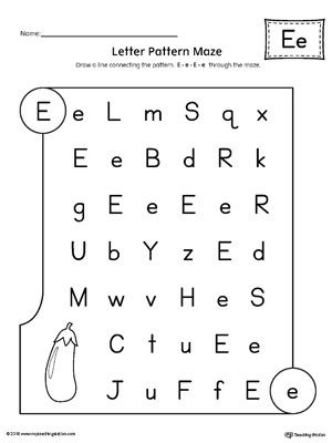 Letter E Pattern Maze Worksheet