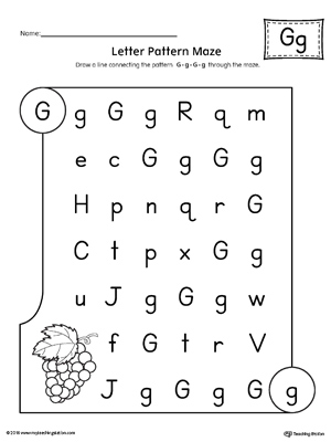 Letter G Pattern Maze Worksheet