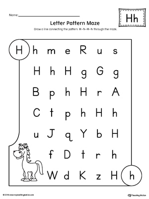 Letter H Pattern Maze Worksheet