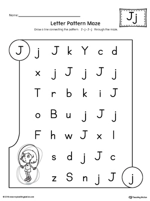 Letter J Pattern Maze Worksheet