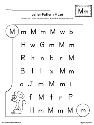 Letter M Pattern Maze Worksheet