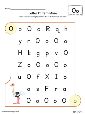 Letter O Pattern Maze Worksheet (Color)