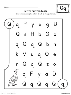 Letter Q Pattern Maze Worksheet