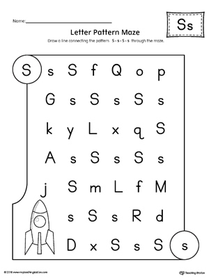 Letter S Pattern Maze Worksheet