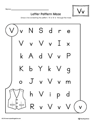 Letter V Pattern Maze Worksheet