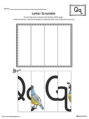 Letter Q Scramble Worksheet (Color) | MyTeachingStation.com