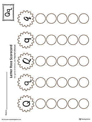 Letter Q Activity Race Game for Preschool in Color