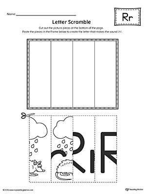 Use the Letter R Scramble printable worksheet to aid your student in recognizing the letter R and it