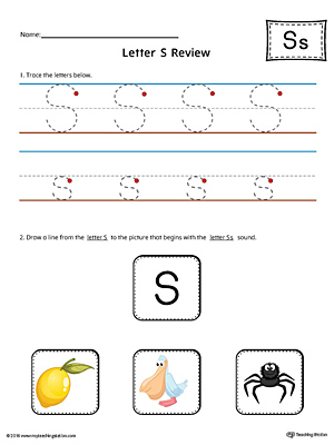 Letter S Review Worksheet (Color)