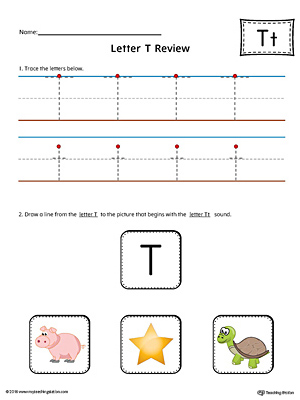 Letter T Review Worksheet (Color)