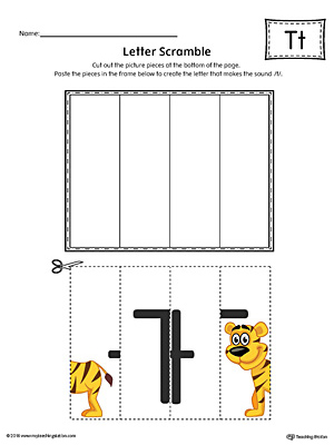 Use the Letter T Scramble in Color printable worksheet to aid your student in recognizing the letter T and it