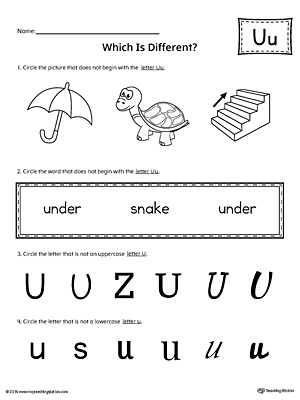 Letter U Which is Different Worksheet