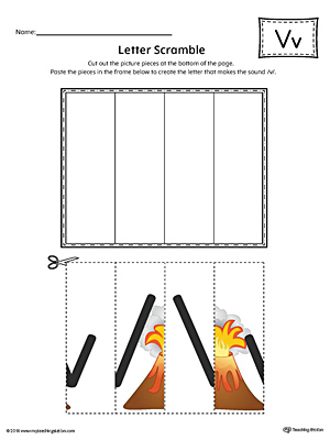 Letter V Scramble Worksheet (Color)