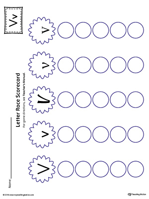 Letter V Activity Race Game for Preschool in Color