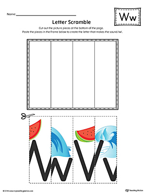 Letter W Scramble Worksheet (Color)