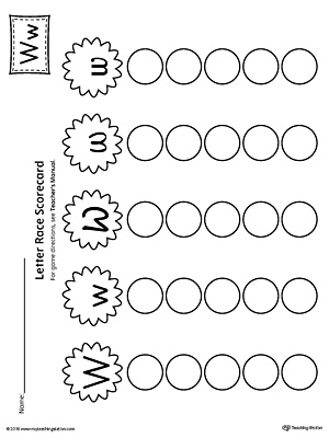 Letter W Activity Race Game for Kindergarten