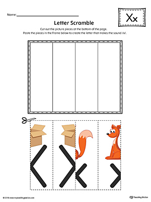 Use the Letter X Scramble in Color printable worksheet to aid your student in recognizing the letter X and it