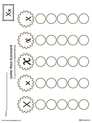 Letter X Activity Race Game for Preschool in Color