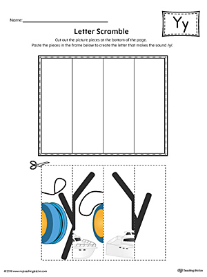 Use the Letter Y Scramble in Color printable worksheet to aid your student in recognizing the letter Y and it
