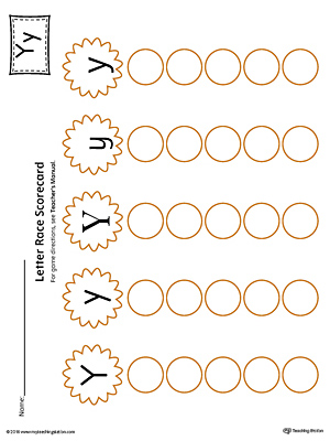 Letter Y Activity Race Game for Preschool in Color