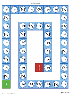 The Letter Z Race Game is a printable activity to help your child identify different styles and variations of the letter Z.