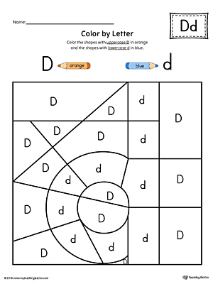 The Lowercase Letter D Color-by-Letter Worksheet will help your child identify the letters of the alphabet and discover colors and shapes.