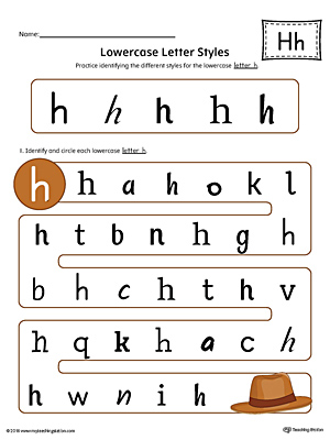 Practice identifying the different lowercase letter H styles with this colorful printable worksheet.